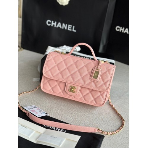 Chanel KLEINE FLAP TASCHE MIT OBEREM GRIFF AS3653 rosa