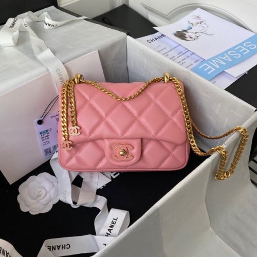 Chanel KLEINE FLAP BAG aus Lammleder AS1792 rosa