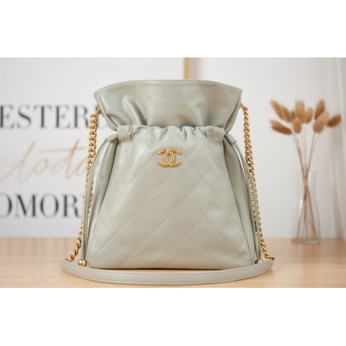 Chanel KLEINE Schultertasche aus Lammleder AS2986 grau