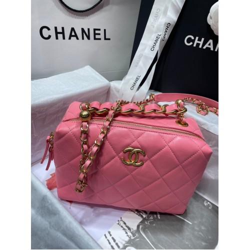 Chanel Schaffell AS1267 Goldfarbenes Metall rosa
