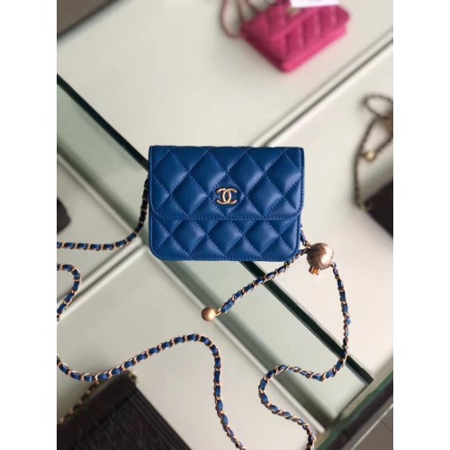 Chanel Schaffell Original Ledertasche AP0146 blau