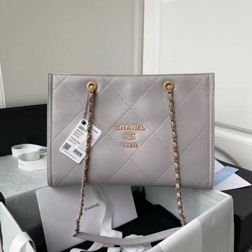 Chanel Einkaufstasche Original Leder AS2752 grau