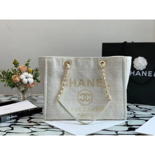 Chanel Einkaufstasche MM A67001 Weiß