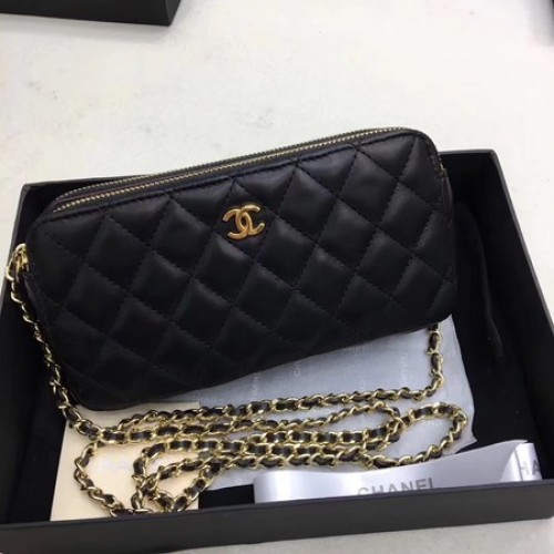Chanel Umhängetasche Schwarz Schafsleder CHA6845 Gold