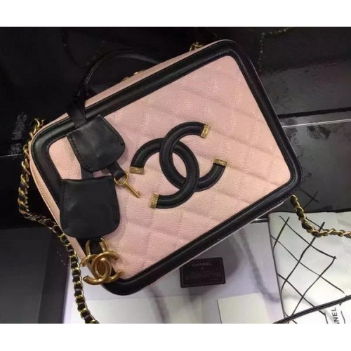 Chanel Umhängetasche Original Kalbsleder CHA6678 Pink&Schwarz