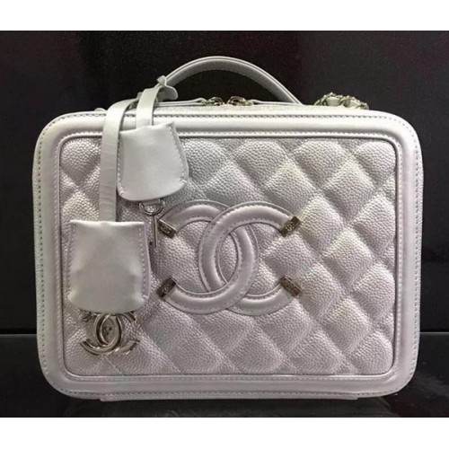 Chanel Umhängetasche Original Kalbsleder CHA6678 Silber