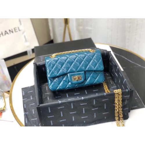 Chanel Umhängetasche Original Leder Blau AS0874 Gold