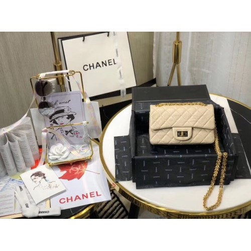 Chanel Umhängetasche Original Leder Off White AS0874 Gold
