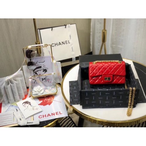 Chanel Umhängetasche Original Leder Rot AS0874 Gold