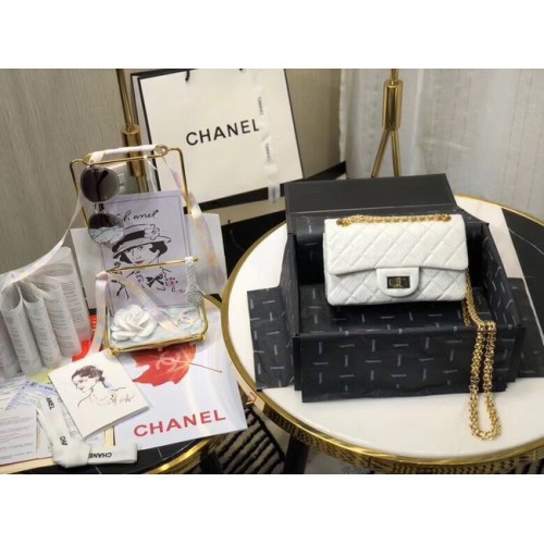 Chanel Umhängetasche Original Leder Weiß AS0874 Gold