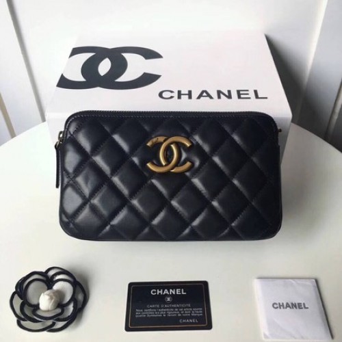 Chanel Umhängetasche Original Schafsleder A66270 Schwarz