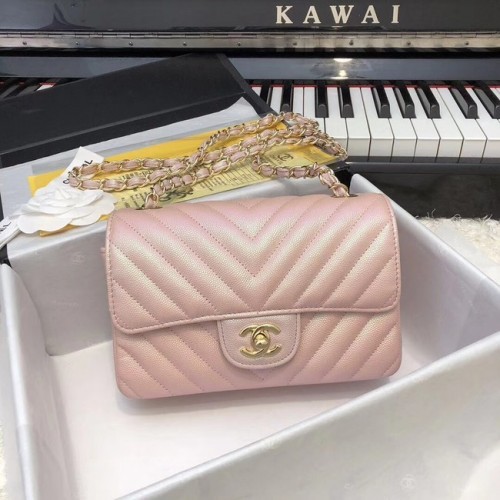 Chanel Small Classic Handtasche genarbtes Kalbsleder goldfarbenes Metall A69900 rosa