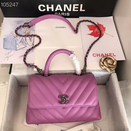 Chanel Small Flap Bag Top Handle V92990 Violett