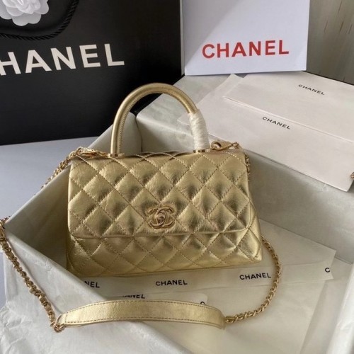 Chanel Kleine Klappentasche mit Griff oben 92990 GOLD