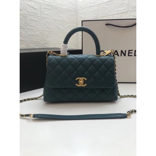 Chanel Kleine Klappentasche mit oberem Griff A92990 blau