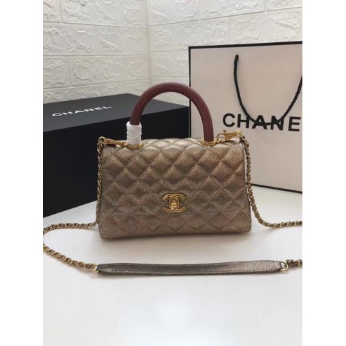 Chanel Small Flap Bag mit rotem Griff oben A92990 Gold