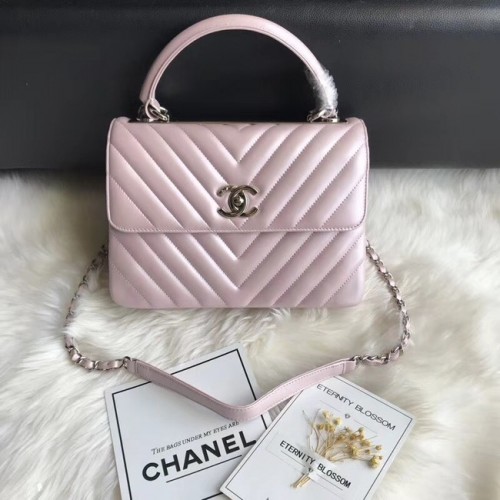Chanel Kleine Klappentasche mit Griff oben B92236 Rosa