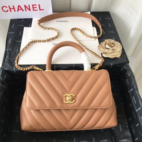Chanel Small Flap Bag with Top Handle V92990 Hellrosa goldfarbenes Metall