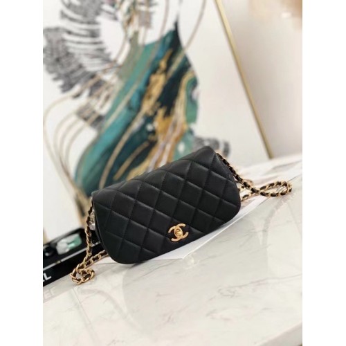 Chanel Small Flap Umhängetasche Original Leder AP2358 schwarz