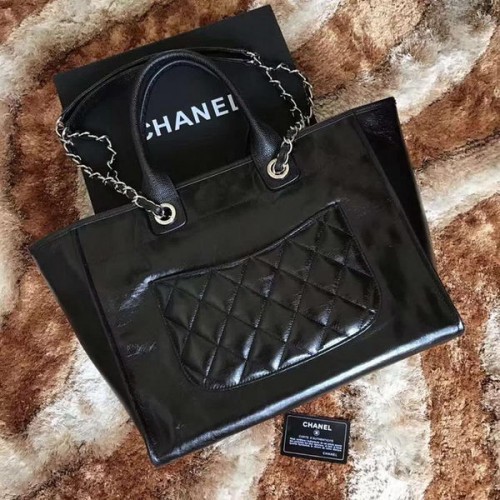 Chanel Tote Einkaufstasche Original Leder A68046 Schwarz