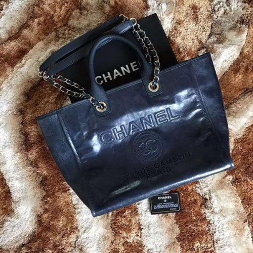 Chanel Tote Einkaufstasche Original Leder A68046 Blau