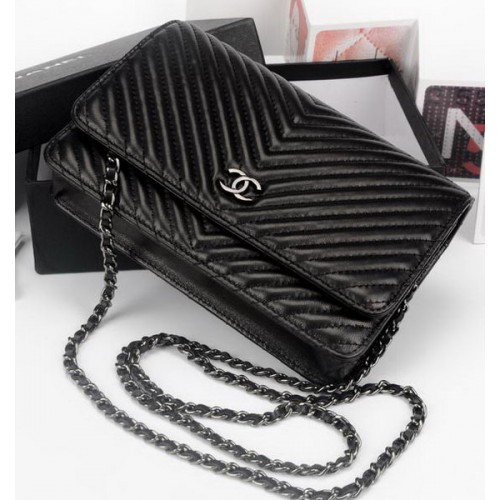 Chanel V Mini Flap Bag Chevron Leder A33814V Schwarz