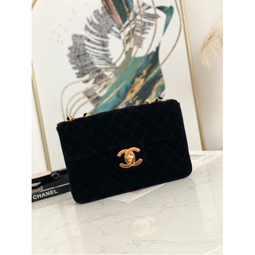 Chanel Velvet FLAP BAG AS8825 schwarz