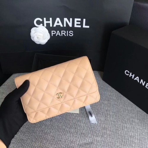 Chanel WOC Flap Bag Kamel Original Schafsleder 33814 Glod
