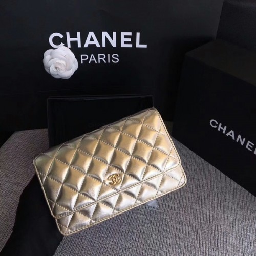Chanel WOC Flap Bag Original Schafsleder 33814A Glod