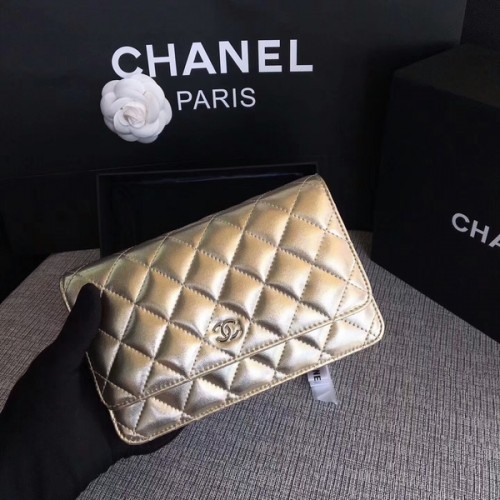 Chanel WOC Flap Bag Original Schafsleder 33814A Silber