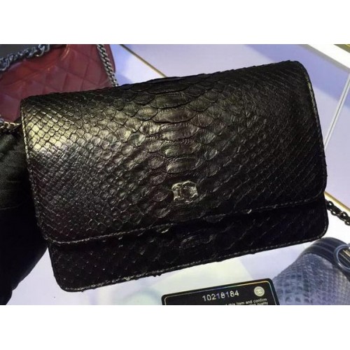 Chanel WOC Flap Bag Original Schlangenleder A33814 Schwarz