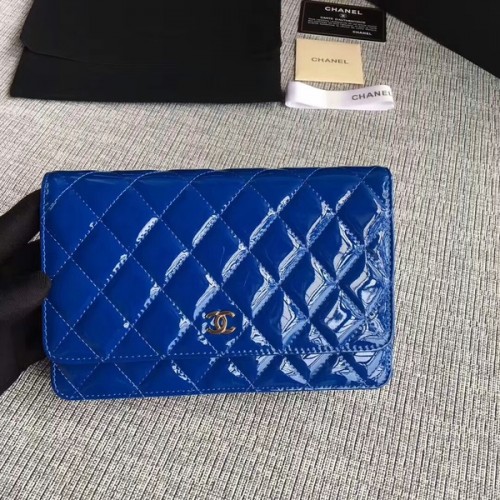 Chanel WOC Flap Bag Lackleder A33814C Blau