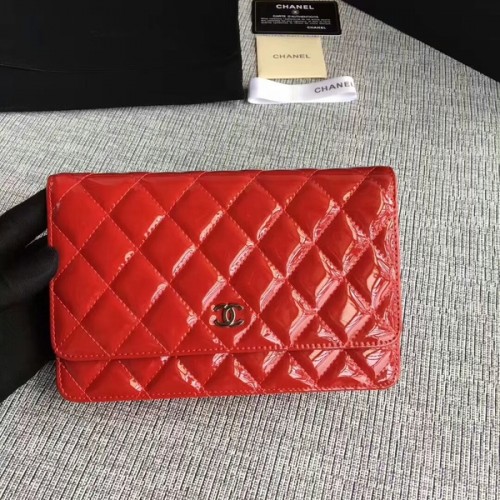 Chanel WOC Flap Bag Lackleder A33814C Rot