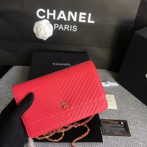 Chanel WOC Flap Umhängetasche Rosa Kalbsleder A33814 Gold