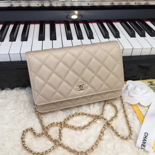 Chanel WOC Original Caviar Leather Flap Umhängetasche CF33814 Gold Goldkette