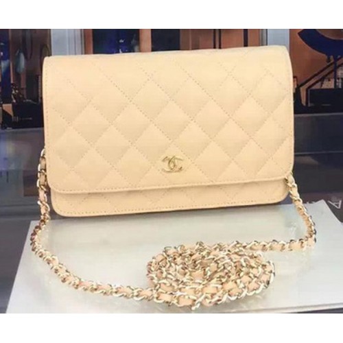 Chanel WOC Mini Flap Bag Aprikose Schaffell A5373 Gold