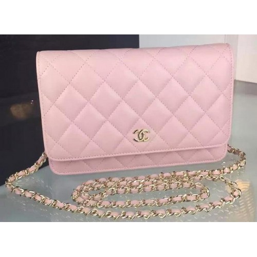 Chanel WOC Mini Flap Bag Rosa Schaffell A5373 Gold