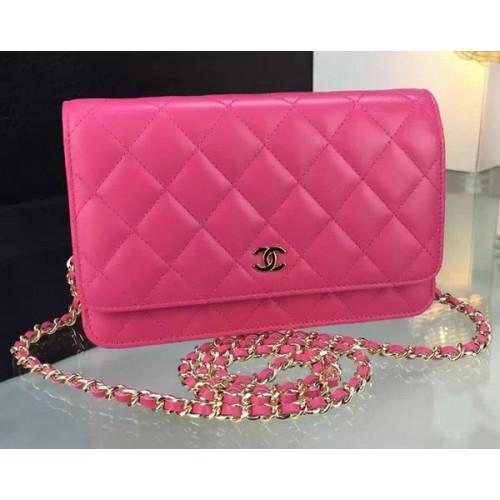Chanel WOC Mini Flap Bag Rose Schaffell A5373 Gold