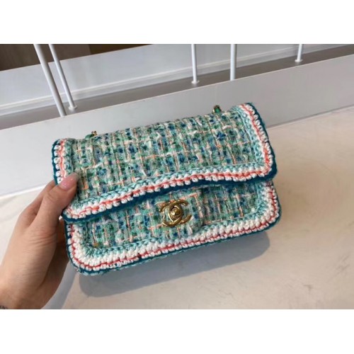 Chanel klassische Handtasche Tweed Goldfarbenes Metall A01116-4