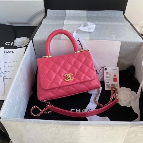 Chanel Coco Mini-Überschlagtasche mit Top-Griff AS2215 Rose