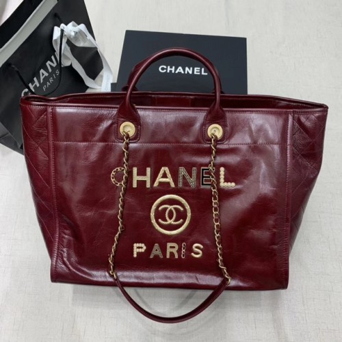 Chanel Rindsleder Einkaufstasche A66942 Burgund