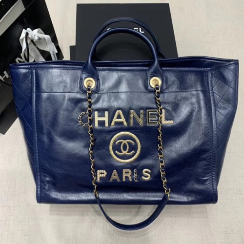 Chanel Rindsleder Einkaufstasche A66942 blau