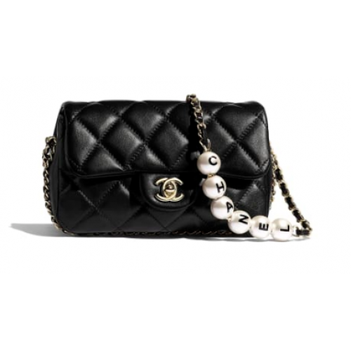 Chanel Flap Imitation Pearls Tasche AS1436 schwarz