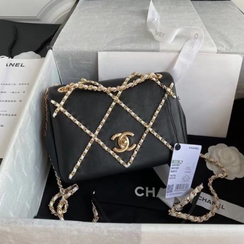 Chanel Klappentasche AS2382 schwarz weiß