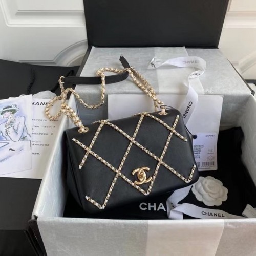 Chanel Klappentasche AS2383 schwarz Weiß