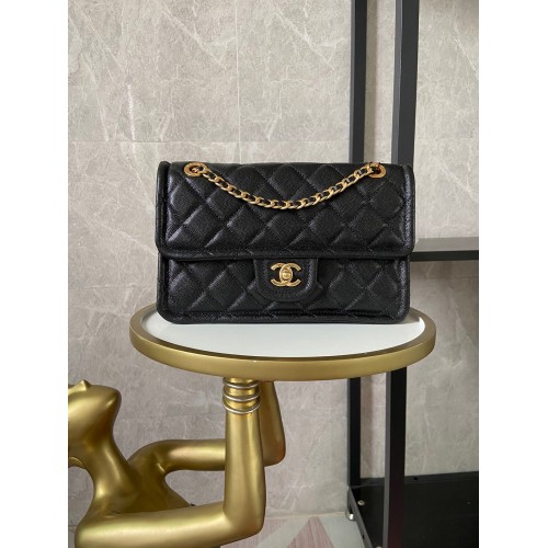 Chanel Überschlagtasche genarbtes Kalbsleder AS2357 schwarz