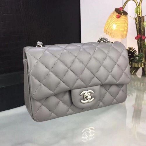Chanel Klappentasche Grau A1116 Silber