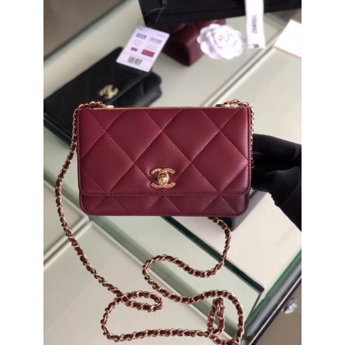 Chanel Überschlagtasche Lammleder Goldfarbenes Metall 3798 Violett