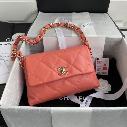 Chanel Überschlagtasche Lammleder Goldfarbenes Metall AS2299 rosa