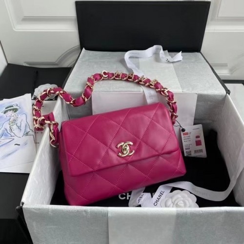 Chanel Überschlagtasche Lammleder Goldfarbenes Metall AS2299 Rose